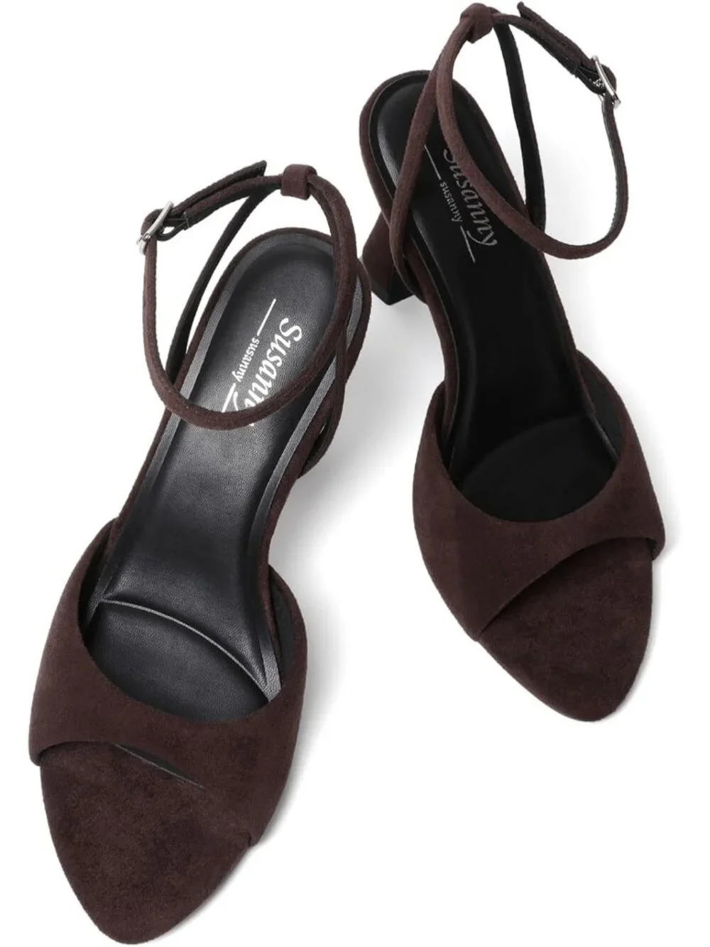 Women's Chocolate High Heels Pointed Open Toe Strappy Chunky Sexy Dress Shoes